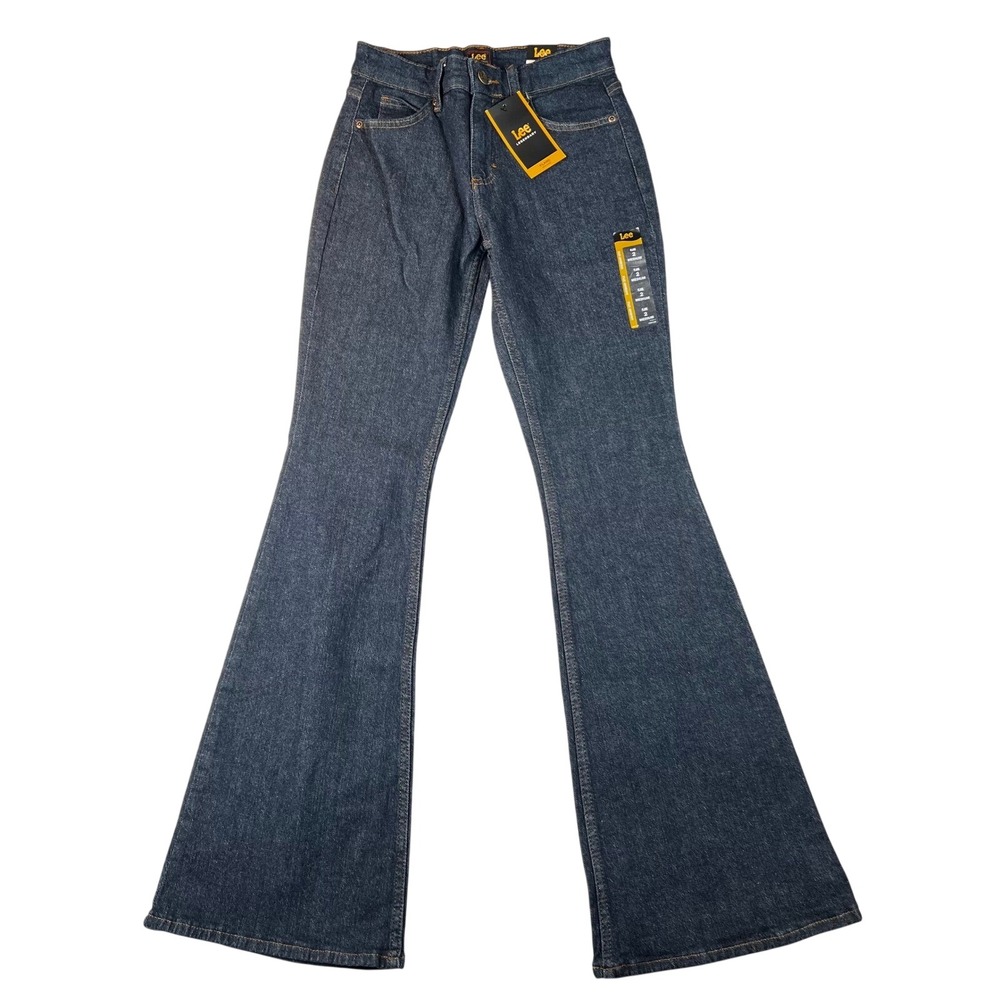 Lee Legendary Flare Mid Rise Jeans Indigo Warrior Dark Wash Denim NEW